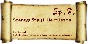 Szentgyörgyi Henrietta névjegykártya